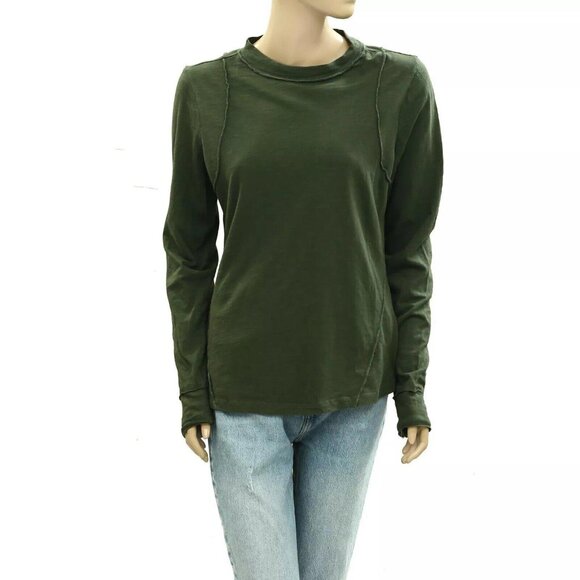 Anthropologie Pilcro Reconstructed Racer Tee Tunic Top Long Sleeve XS NEW 278300 - Picture 5 of 8